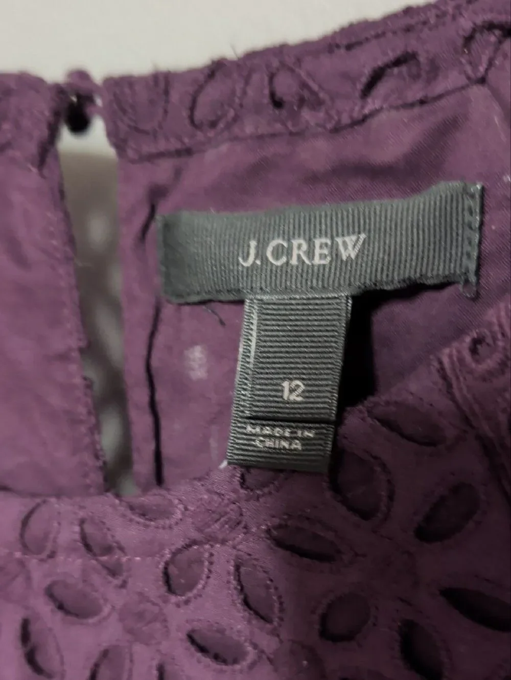 J. Crew Purple Eyelet Lace Short Sleeve Blouse